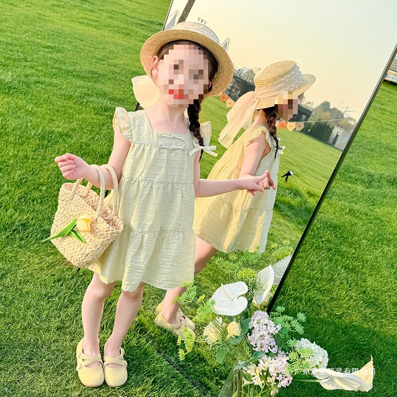 女童飞袖连衣裙夏季2026新款儿童洋气夏装公主宝宝裙子夏天衬裙棉