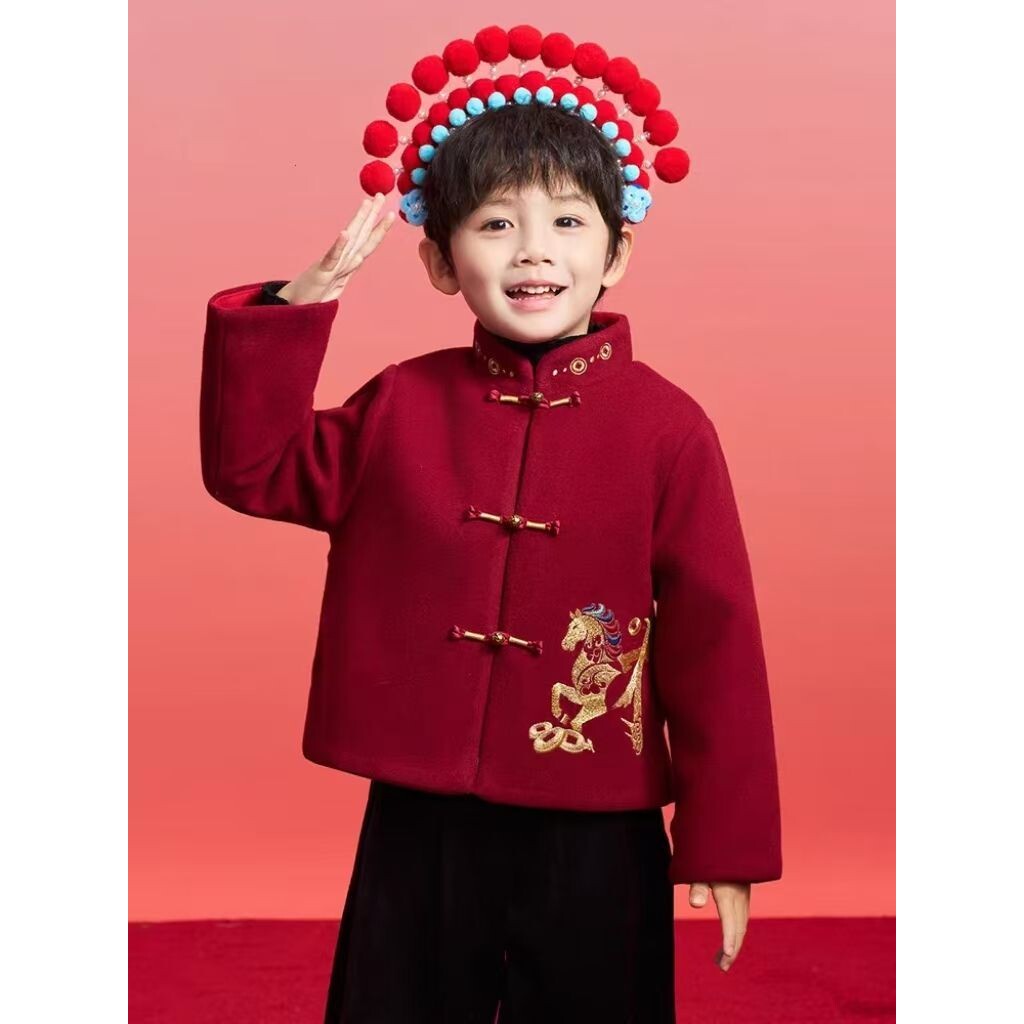 童装儿童加绒唐装外套男女童冬季过年新中式国风衣拜年服演出服潮