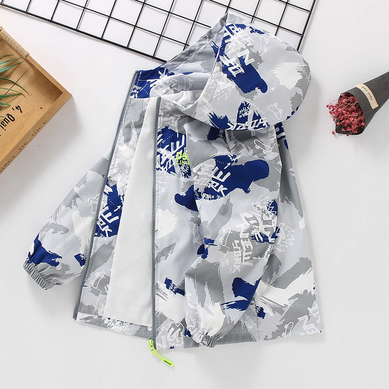 男童春装帅气字母外套春秋冲锋衣2026春季新款洋气中大童夹克风衣