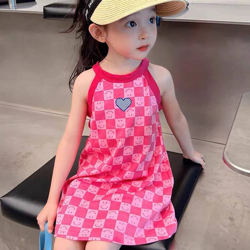新款女童连衣裙夏季薄款女宝吊带睡裙女童冰丝裙子外穿百搭沙滩裙