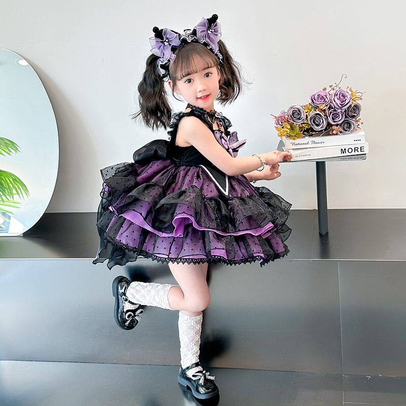 儿童库洛米夏季连衣裙女童洛丽塔生日礼服长袖蓬蓬裙影楼拍摄公主