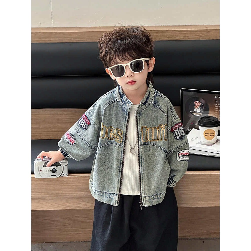 8875男童春秋牛仔外套韩版2026新款儿童上衣炸街宝宝夹克衫机车服