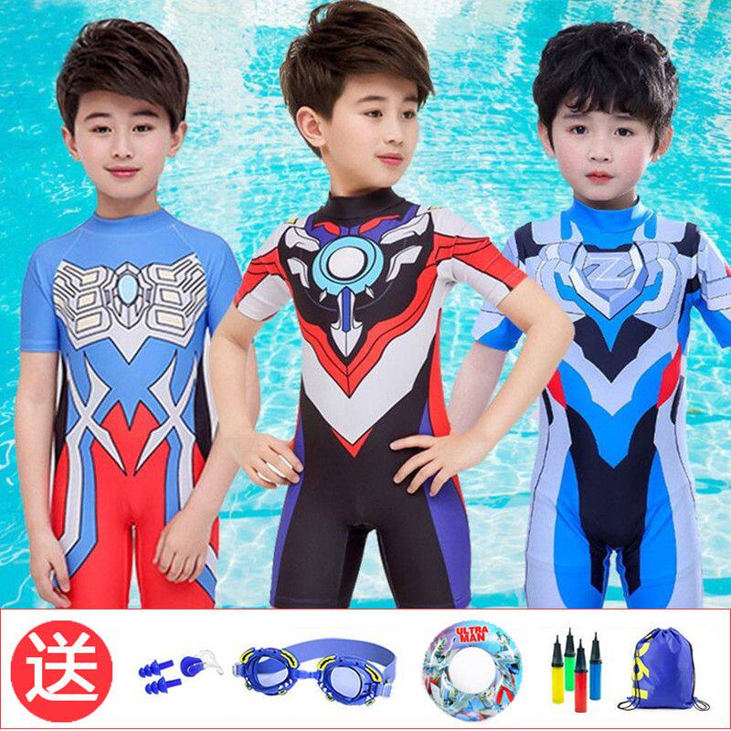 男童泳衣儿童经典奥特曼分体连体游泳衣裤宝宝新款洋气小男孩夏季