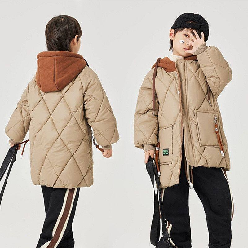男童冬季中长款儿童加厚外套新款棉袄中大童加绒冬装棉衣棉服保暖