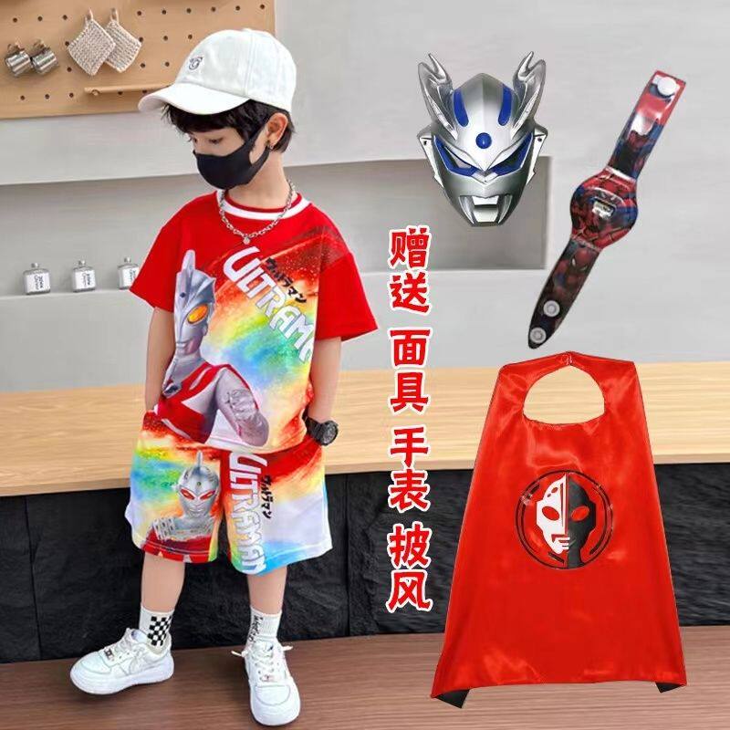 男童奥特曼套装短袖防蚊裤套装中小童奥特曼衣服裤子幼儿园爆款3d