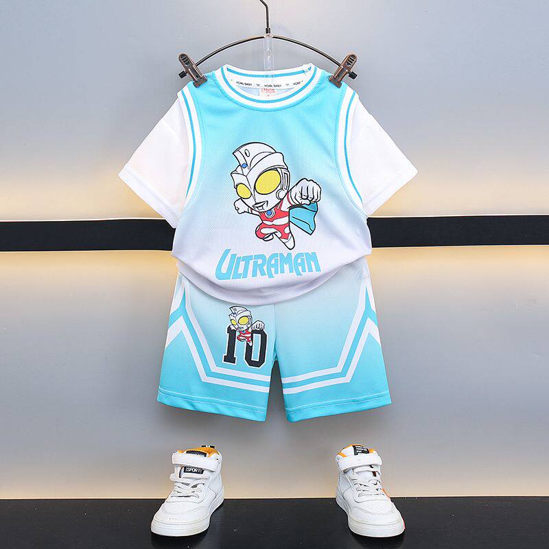 奥特曼衣服男童短袖运动套装宝宝夏装痞帅衣服洋气儿童夏季篮球服