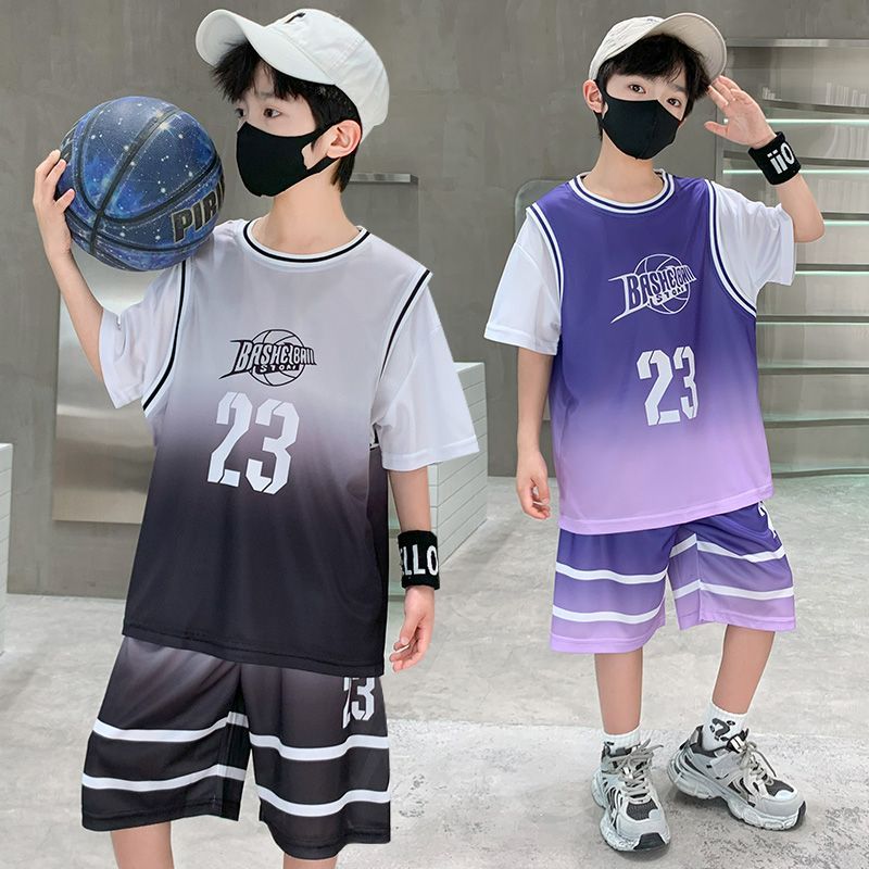 儿童篮球服套装夏詹姆斯23号中国男童球衣小学生运动比赛速干球服