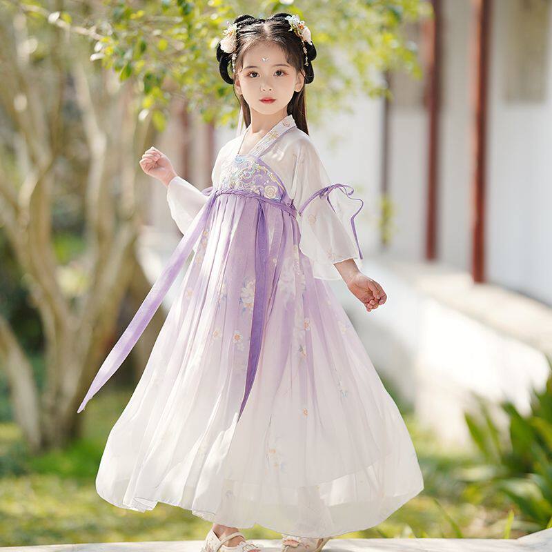 汉服女童夏儿童古风超仙襦裙中国风2023新款花神古装连衣裙春女款