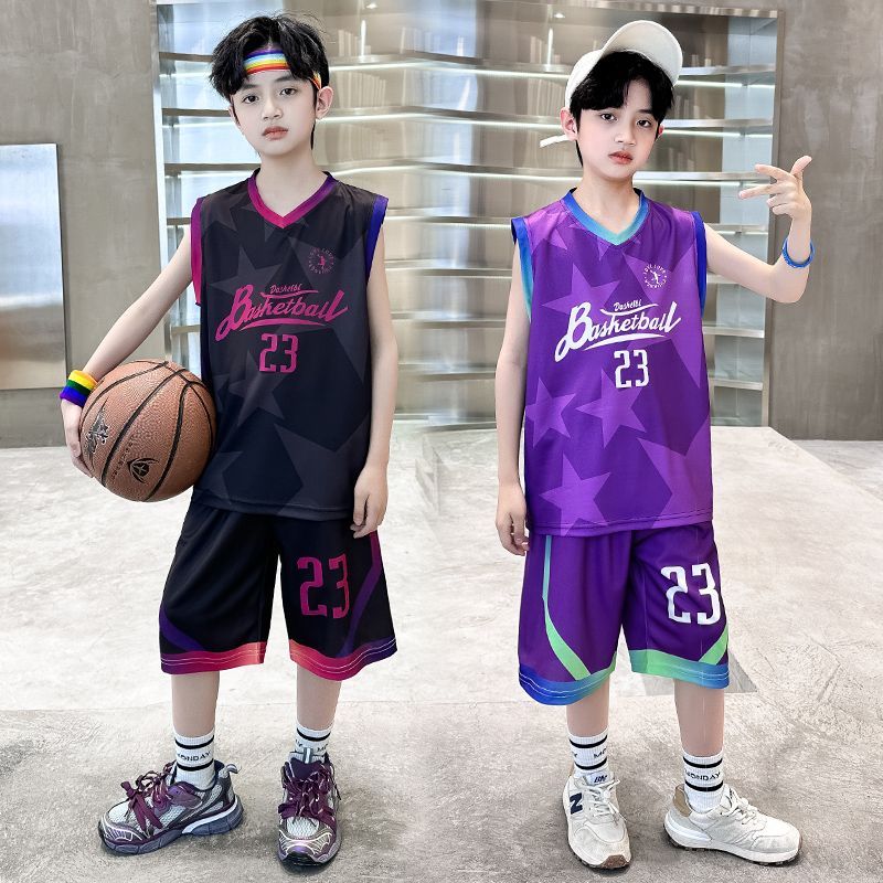 男童球服套装夏季2026新款儿童无袖运动篮球服大童男孩背心训练服