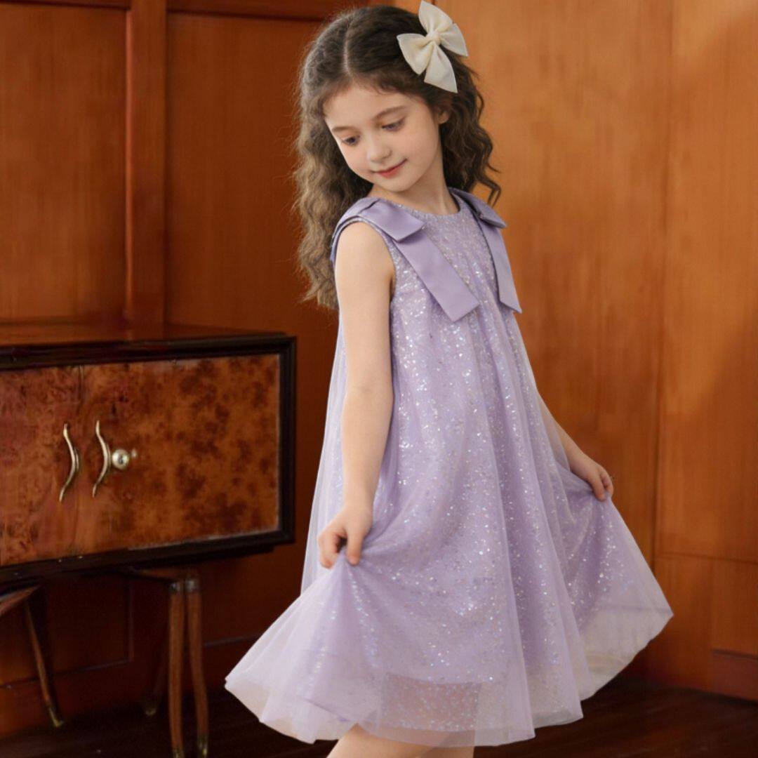 女童连衣裙夏季新款中大童公主风网纱裙小女孩礼服洋气背心裙子潮