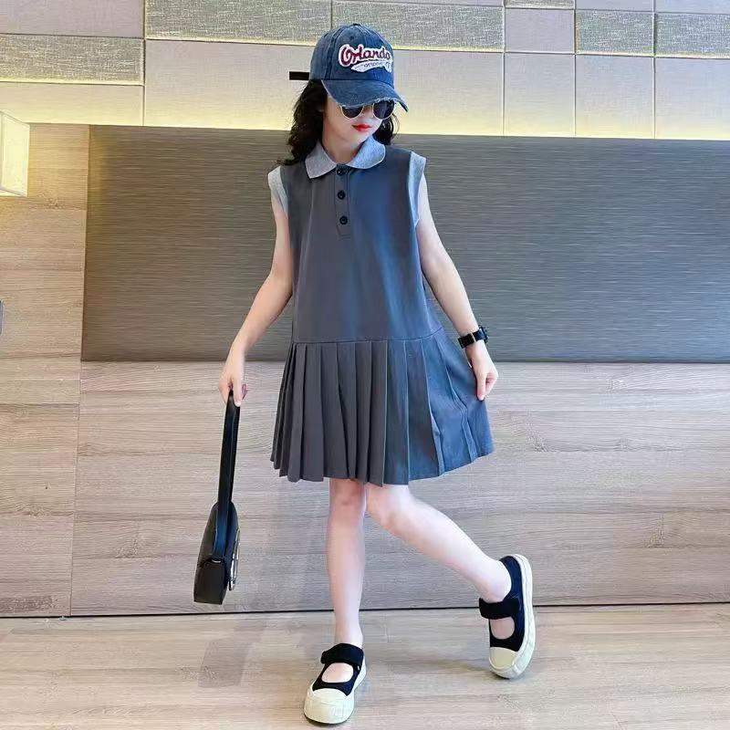 女童连衣裙2026新款夏季洋气儿童polo百褶裙夏装中大童学院风裙子