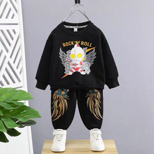 男童套装春秋款2023新款儿童奥特曼卫衣休闲中大童运动裤两件套