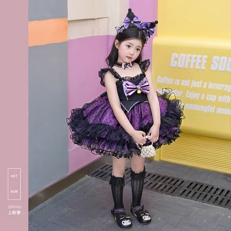 库洛米裙子夏装女小童洛丽塔纱裙儿童蓬蓬裙小女孩生日礼服公主裙