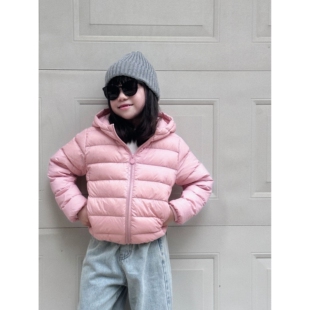 小满鹅24年新款童装儿童轻薄羽绒服男童女童纯色连帽保暖内胆外套