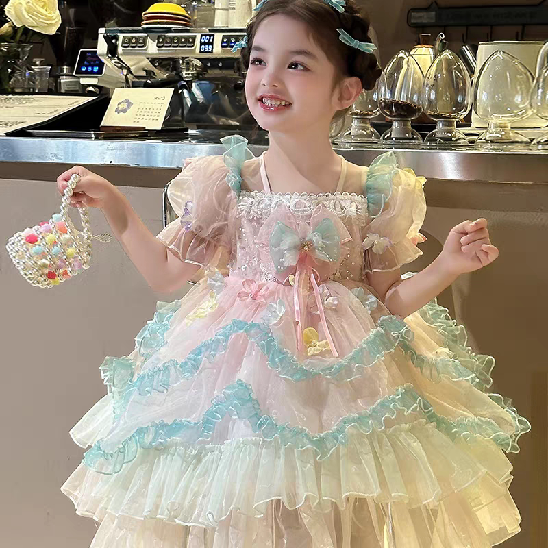 女童公主裙2026新款夏季儿童网红洋气蓬蓬纱洛丽塔连衣裙女孩裙子