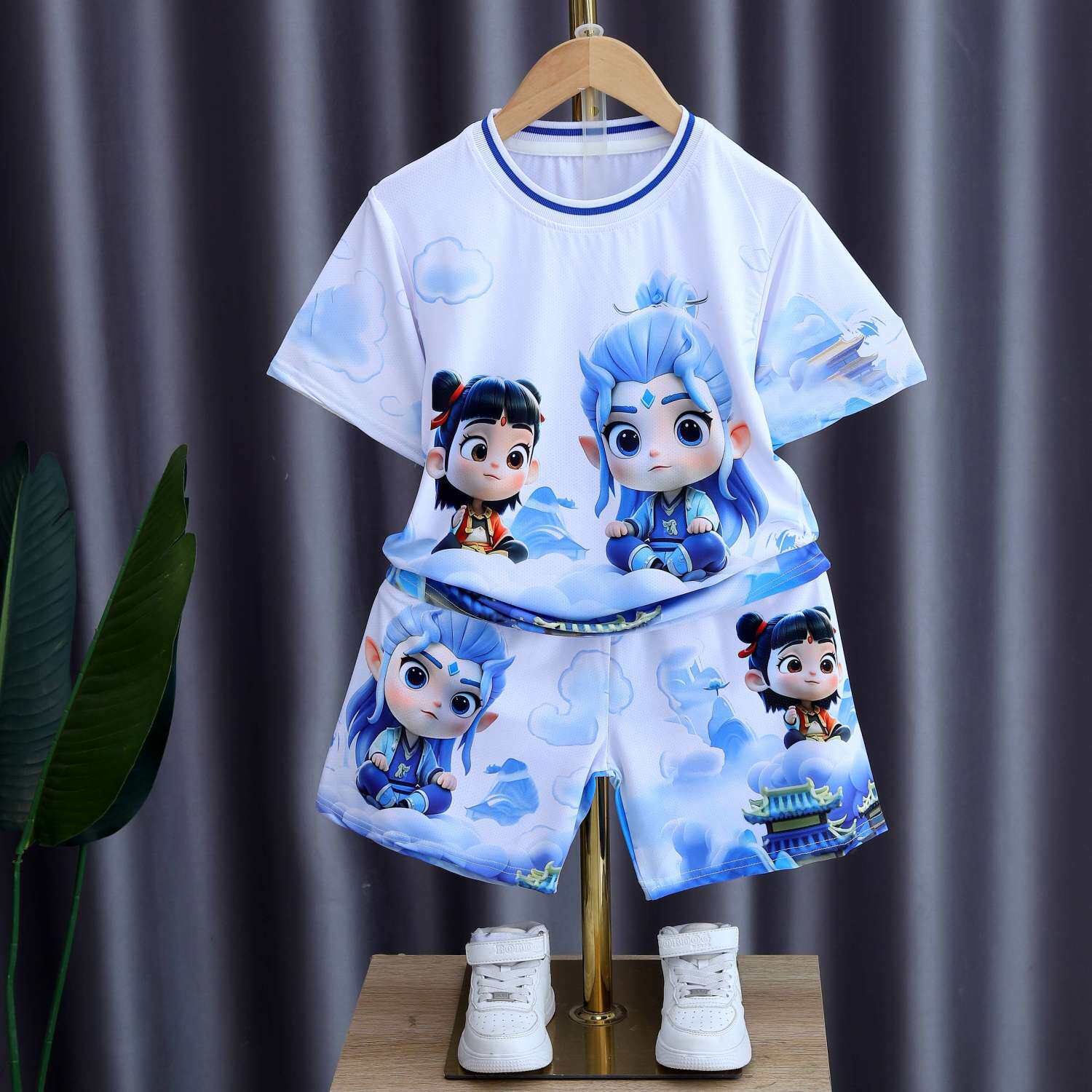 2026夏季新款哪吒男童速干冰丝衣服套装夏装短袖短袖儿童两件套潮