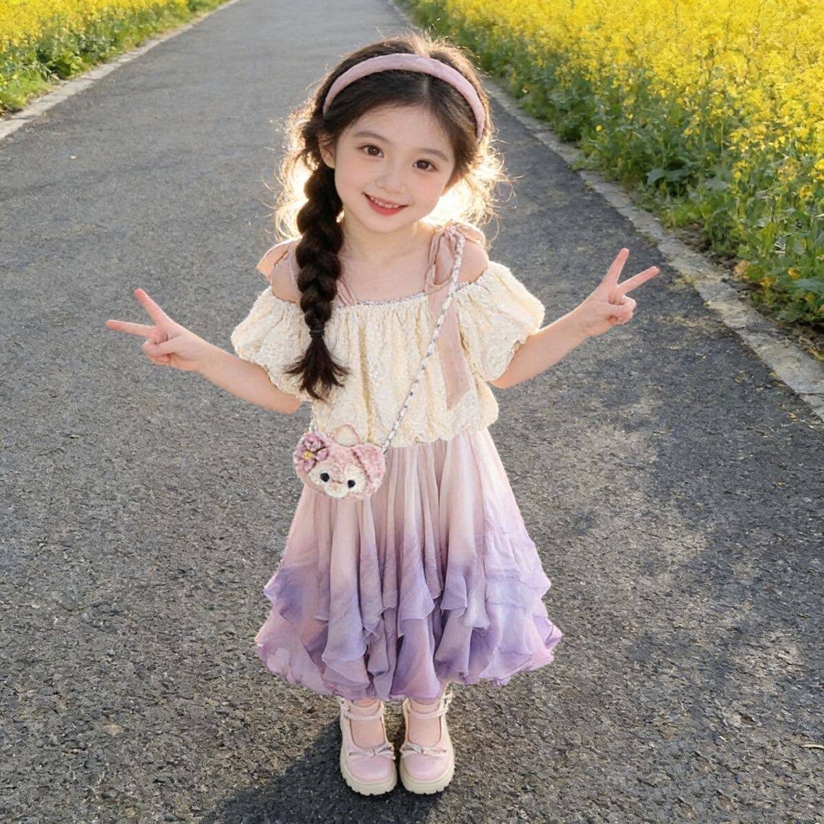 女童夏季吊带裙套装中大童2026新款渐变半身裙洋气初中生两件套潮