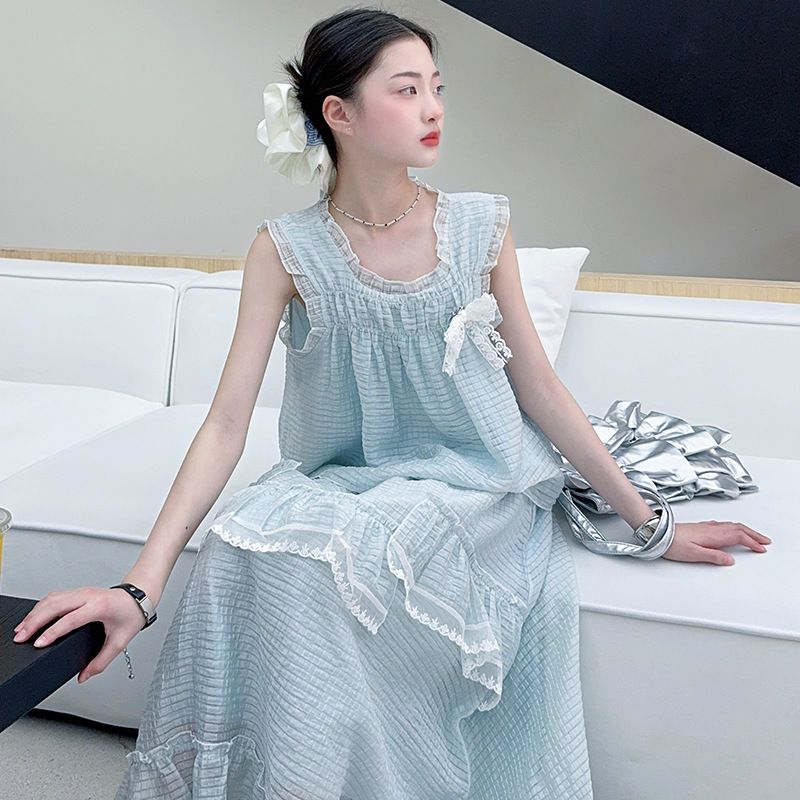 女童夏季裙子小清新2026新款女大童森系连衣裙吊带套装洋气沙滩裙