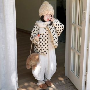 女童韩系波点棉服外套冬季2026新款儿童女宝洋气时髦加厚棉衣冬装
