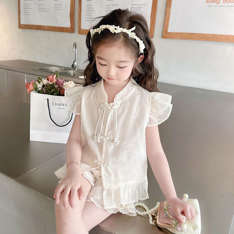 女童新中式套装夏季2026新款儿童国潮风衣服宝宝夏装女孩薄款童装