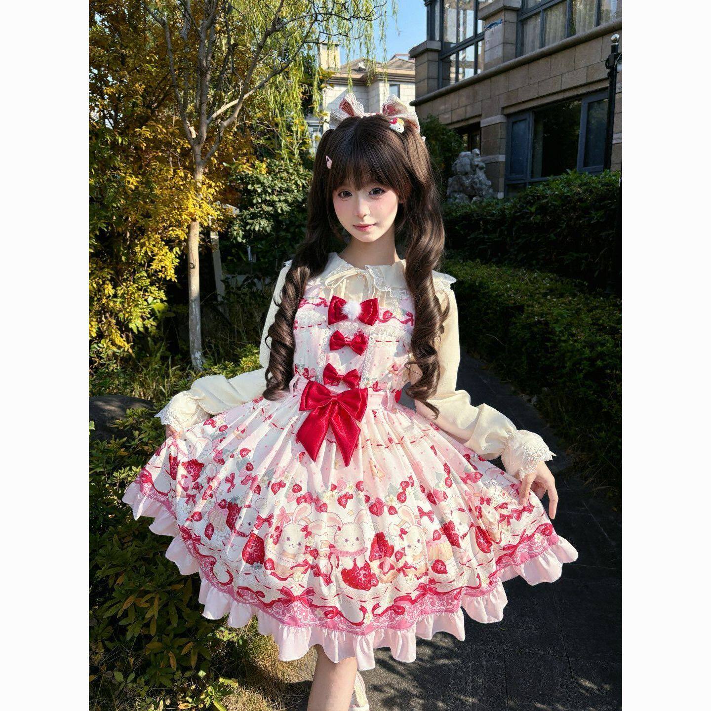 洛丽塔原创Lolita【萌兔莓莓】可爱甜系背带裙甜美百搭正品洛丽塔