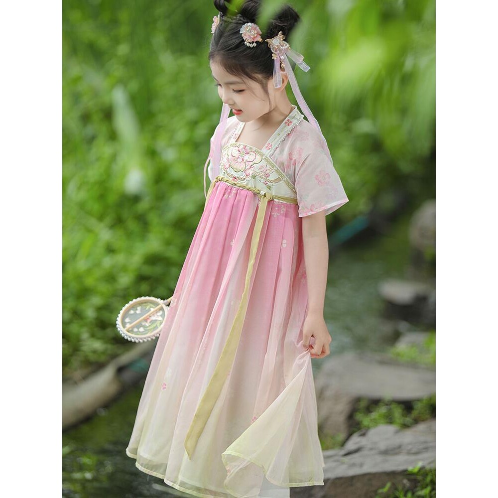 汉服女童2024新款夏季中国风襦裙儿童古装裙子女宝古风超仙连衣裙