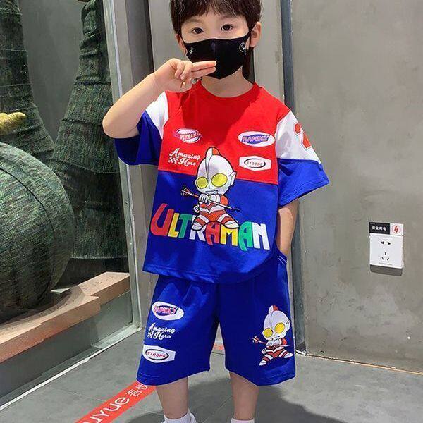 奥特曼衣服男童套装2026新款夏季洋气儿童短袖宝宝夏装两件套