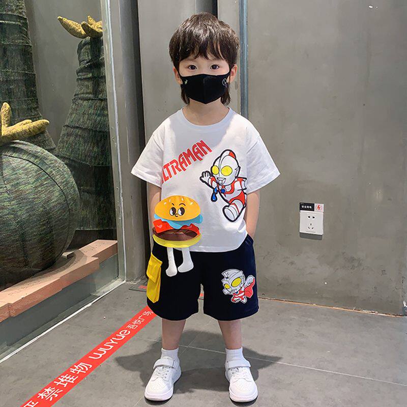 奥特曼衣服男童夏季短袖套装2026新款帅气时髦宝宝薄款短裤儿童装