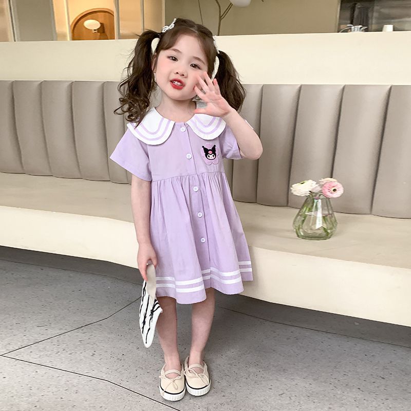 儿童连衣裙夏季女童T恤裙2026新款洋气时髦裙子海军领女孩衬衫裙