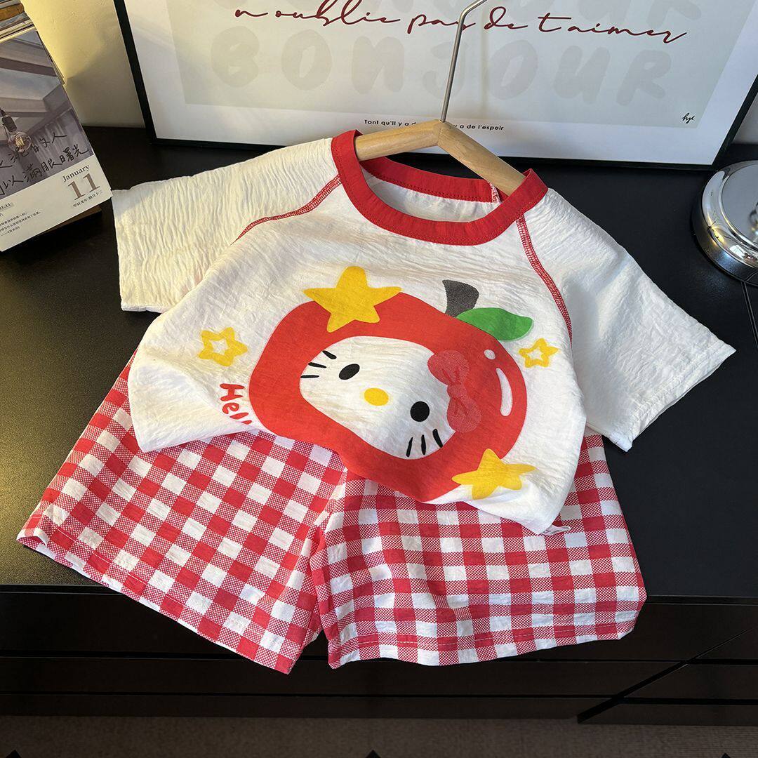 儿童睡衣男童春装女孩家居服短袖套装空调服薄款夏季宝宝衣服童装