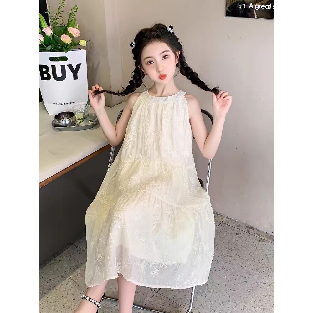 女童挂脖连衣裙夏装2026新款洋气公主裙女孩裙子吊带裙儿童夏季裙