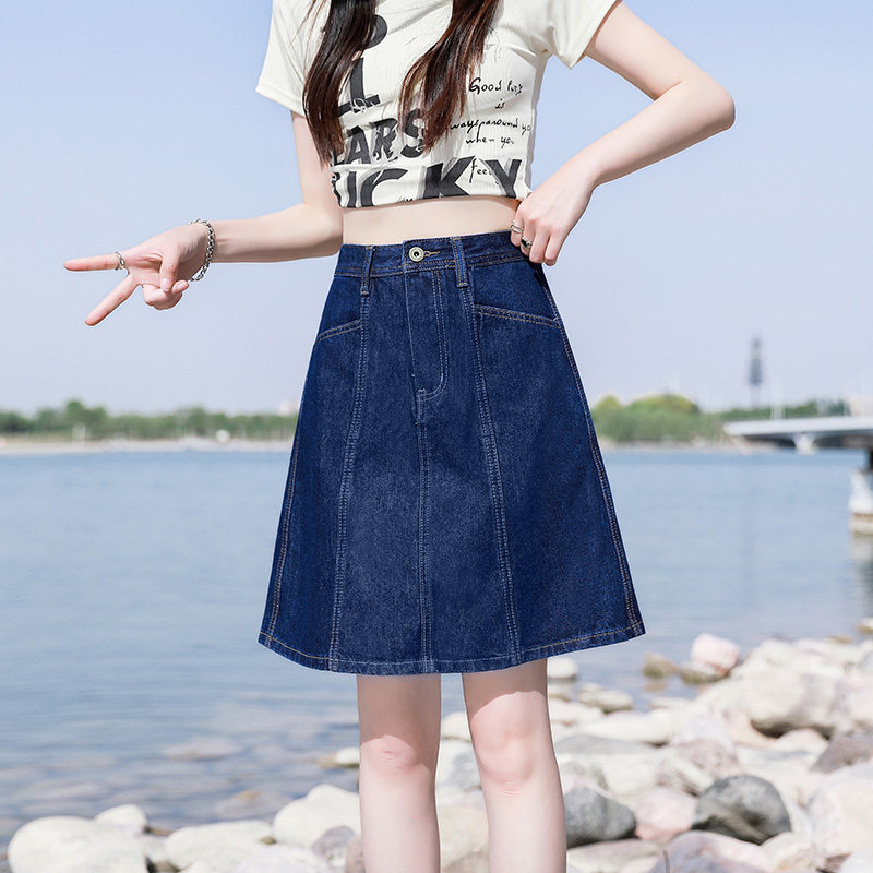 潮牌高腰牛仔短裙女士夏季裙裤包臀裙薄款a字裙时尚新款半身裙子