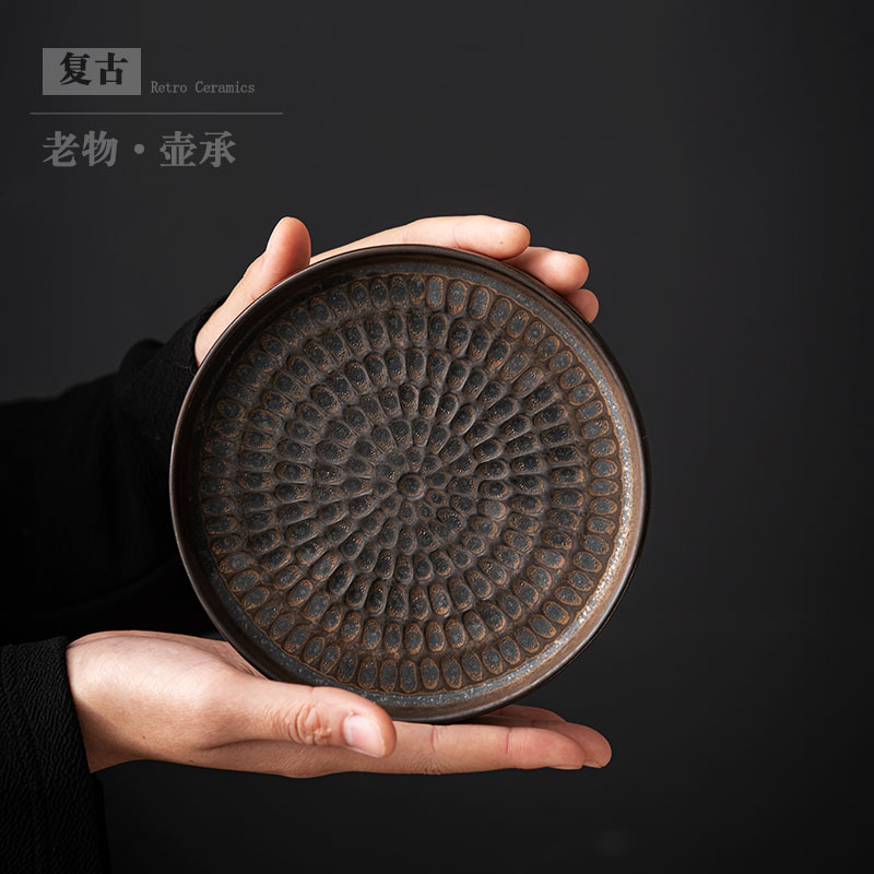 圆盘陶瓷茶盘干泡盘茶壶盖碗茶托
