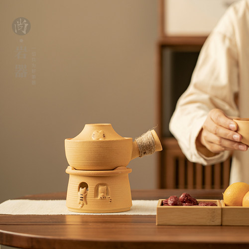 粗陶烤茶炉套组焙茶器