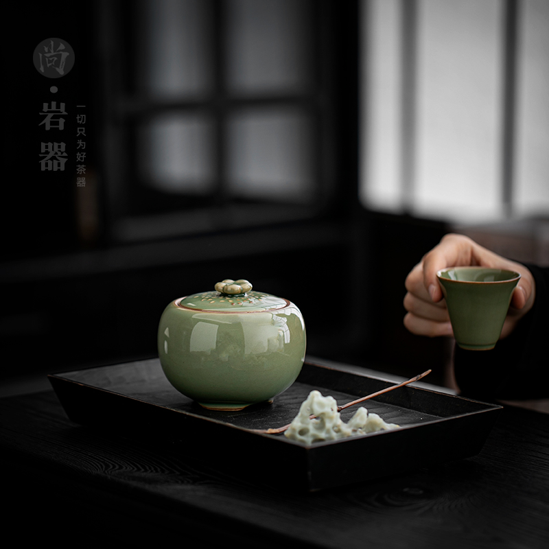 复古小号茶叶罐陶瓷密封罐储茶罐