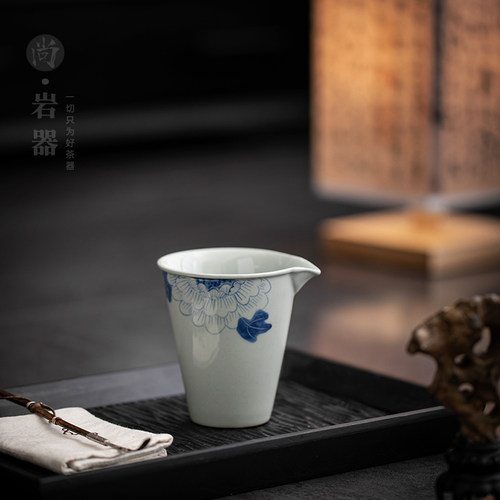 青花手绘公道杯家用茶漏杯
