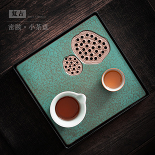 尚岩小型家用茶盘陶瓷简约中式 干泡盘 小茶台复古茶托盘茶海储水式
