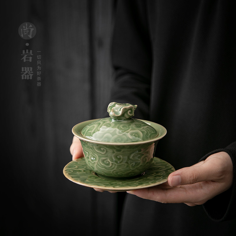 家用创意大号盖碗陶瓷泡茶碗大容易祥云泡茶杯功夫茶具三才盖碗