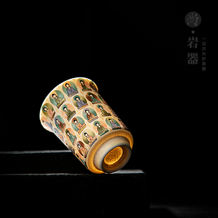 敦煌覆古茶杯品茗杯陶瓷千佛文创单杯家用主人杯单杯暖手杯闻香杯