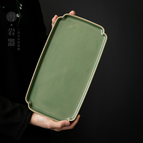 陶瓷长方形托盘创意茶盘功夫茶具干泡茶托盘壶垫西点餐盘复古茶台