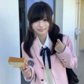 Lulucake原创 学院风粉色校供感女 外套冬季 花泽高 JK制服收腰西装