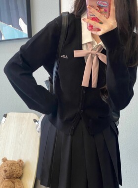 LuLu cake原创jk短款开衫v领日系学院风秋冬校供感针织衫秋冬女