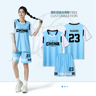 假两件套装篮球服女生短袖定制衣服比赛训练服学生印字夏球衣队服