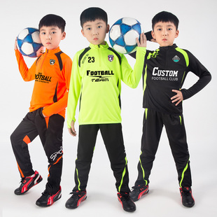 儿童足球训练服套装男童秋冬季长袖运动服装定制队服学生足球球衣