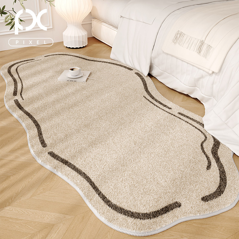 地毯卧室床边毯免打理客厅侘寂风异形茶几毯家用加厚地垫防水防污