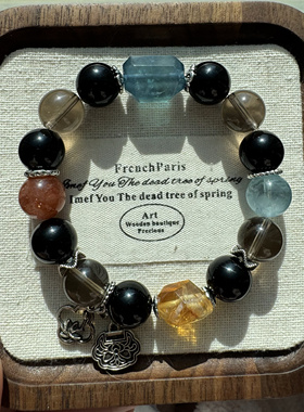 原创魔鬼蓝海蓝宝冰川毒液爆闪海蓝宝黑耀茶晶金太阳黄塔随形12.2