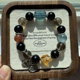 原创魔鬼蓝海蓝宝冰川毒液爆闪海蓝宝黑耀茶晶金太阳黄塔随形12.2