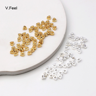 V.Feel保色三角形小碎金银隔片铜镀18k金手工diy项链首饰配件散珠