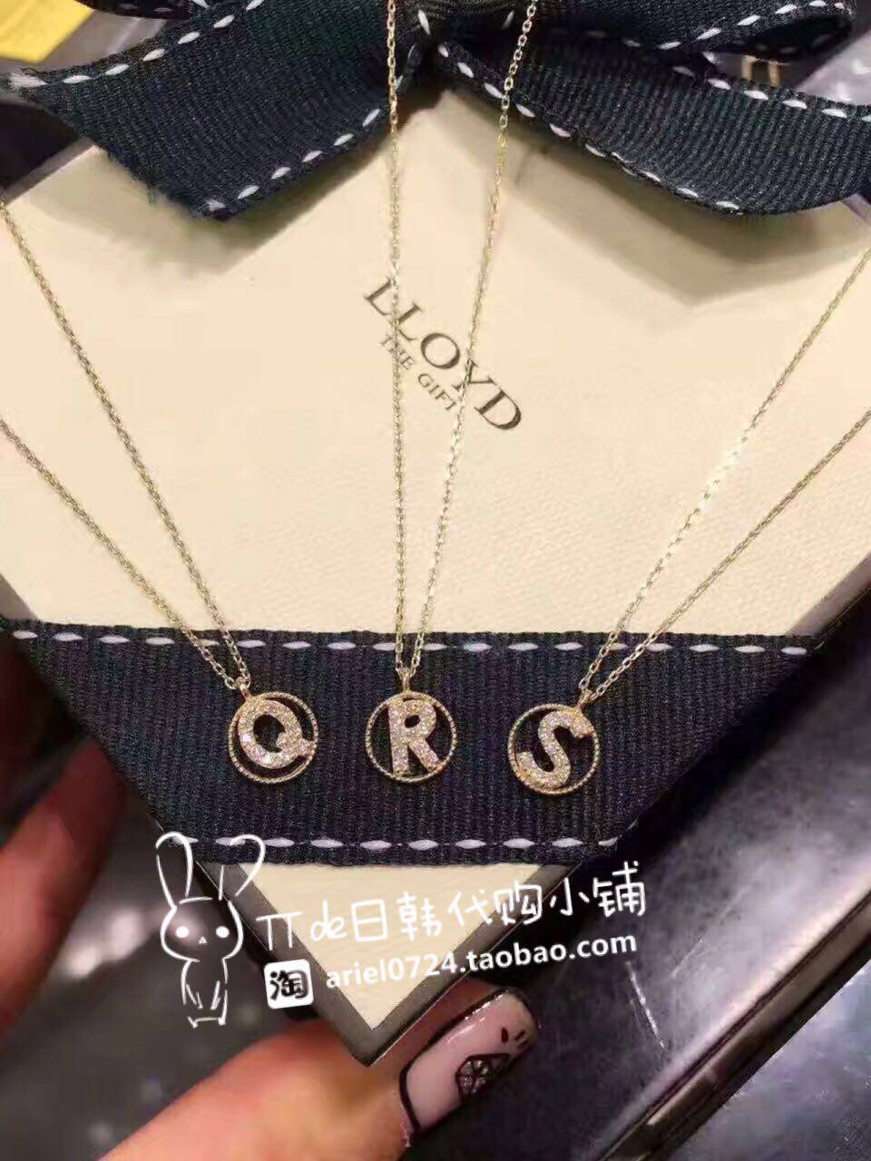 韩国专柜 lloyd正品新款14k金字母项链锁骨链 定制款