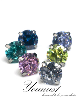 Youuus1钛合金耳钉6mm大钻耳蜗钉植入级防过敏材质7A超透超闪热销